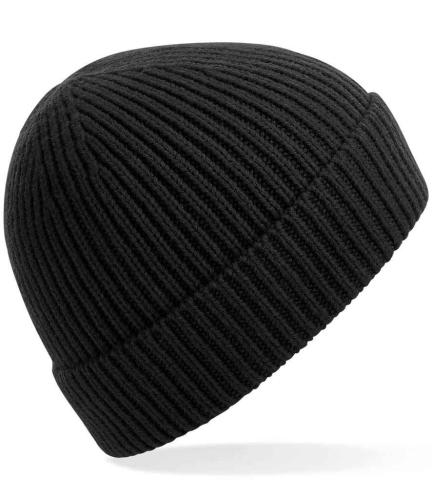Beechfield Engineered Knit Ribbed Beanie - BLK - ONE
